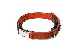 20mm Leather Collar for medium breeds Black/Red