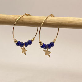 Boucles dorées Lapis Lazuli, REF: BOD12-09
