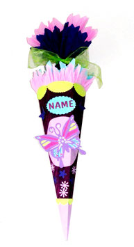 Schultüte Schmetterling lila flieder pink hellblau hellgrün