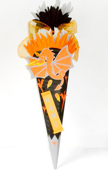 Schultüte Drache schwarz orange