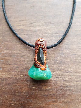 Halskette Chrysopras - mit Onyx