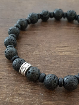 Armkette Herren - Lava mit Holzperlen & Ring