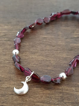 Armkette Mond - mit Granat-Tropfen