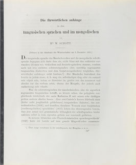 Schott, W. - Die fürwörtlichen anhänge in den tungusischen sprachen und im mongolischen