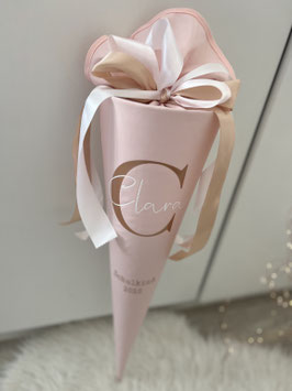 N/ Schultüte uni hellrosa rosegold weiß
