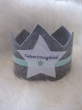 10/ Geburtstagskrone mint grau