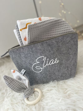 Windeltasche Set grau Tierchen