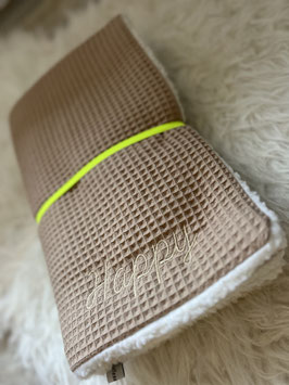 HDW/ Waffelpique cappuccino neongelb Gummiband