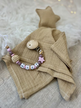 13a/ Baybgeschenkset Schmusetuch und Schnullerkette