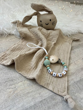 14/ Baybgeschenkset Schmusetuch und Schnullerkette