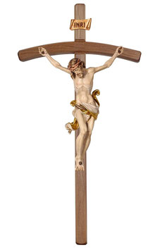Crocifisso in resina e legno alto cm. 64 - Corpo di Cristo in resina cm. 30 - croce curva