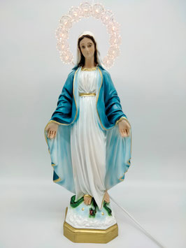 Statua Madonna Immacolata in resina perlata cm. 35 con aureola illuminata