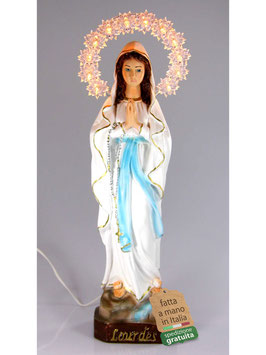 Statua Madonna di Lourdes in resina cm. 30 con aureola illuminata