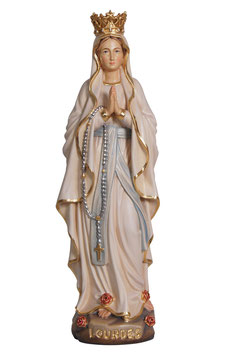Statua Madonna di Lourdes con corona in legno