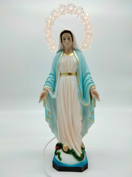 Statua Madonna Miracolosa in resina cm. 30 nuovo modello con aureola illuminata