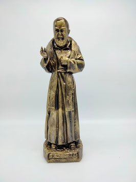 Statua Padre Pio in resina color bronzo antico cm 40