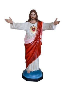 Statua Sacro Cuore di Gesù con braccia aperte cm. 150 in vetroresina