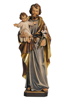 Statua San Giuseppe con Bambino in legno