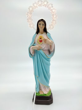 Statua Sacro Cuore di Maria in resina cm. 30 con aureola illuminata