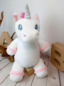 Kuscheltier mit Name EINHORN weiß