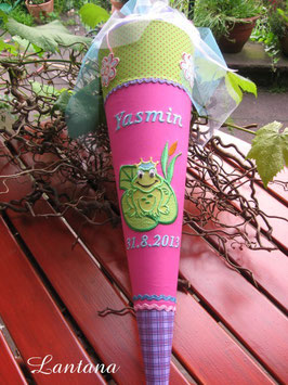 Schultüte Froschkönig, pink-flieder-grün