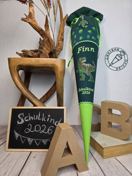 Schultüte Dinosaurier T-Rex dunkelgrün-hellgrün