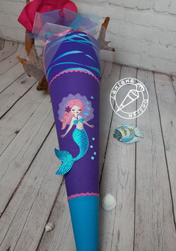Schultüte Meerjungfrau mit glitzer Flosse, lila