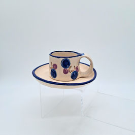 Tasse avec anse et sous-tasse collection myrtilles
