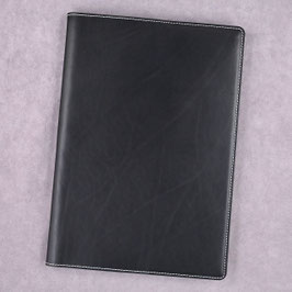 Notizbuchhülle aus schwarzem Glattleder für A4