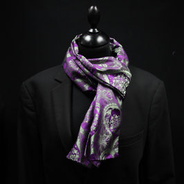 Seidenschal Jacquard Scherenschnitt Serikultur - pistache-violett