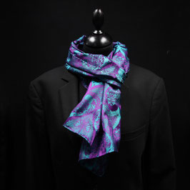 Seidenschal Jacquard Scherenschnitt Serikultur - petrol-violett