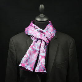 Seidenschal Jacquard Scherenschnitt Serikultur - hellblau - pink