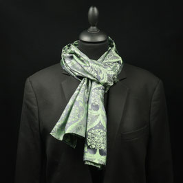 Seidenschal Jacquard Scherenschnitt Serikultur - grau - hellgrün