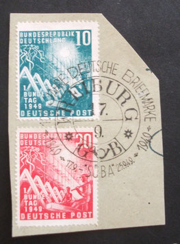 Bund 0111 - 0112  auf BrfStk SST SüBa  17.9.1949   (2 Werte)