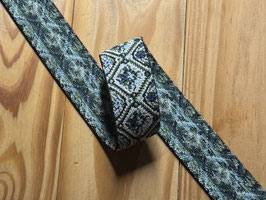 Elastikband blau grün schwarz creme Blumen E10099