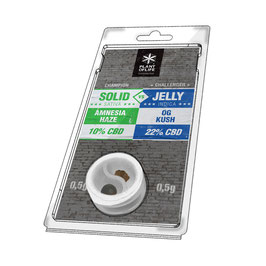 Jelly OG Kush 22%CBD gegen Solid Amnesia Haze 10%CBD 0,5 gr. + 0,5 gr.