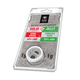Jelly Amnesia Haze 22%CBD gegen Solid 10%CBD Sour Diesel 1 gr. + 1 gr.