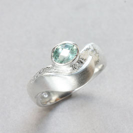 Ring Unikat, handgefertigt , Aquamarin in Silber