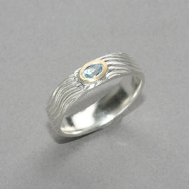 Maritimer Ring mit Topas, Antragsring, Unikat, handgefertigt Silber/Gold in Flensburg