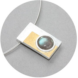 Unikat Anhänger mit Labradorit Silber/Gold