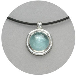 Unikat Anhänger, Aquamarin, 2 cm, Silber