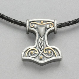 Thorshammer aus Silber & Feingold – handgefertigter Wikingerschmuck