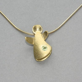 Schutzengel Anhänger mit Peridot, hell grün, goldplattiert