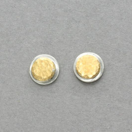 Ohrstecker Bicolor, rund, Silber und Gold, handgefertigt in Flensburg