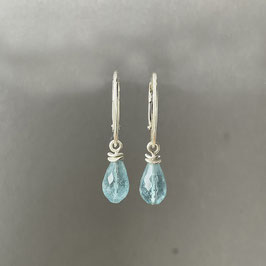 Ohrhänger mit Aquamarin, Tropfenform