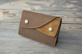 Portefeuille bicolore en cuir marron et beige N°10