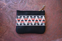 Porte-monnaie cuir noir galon géo N°19