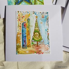 Weihnachtskarte Kerzen mit Tanne Nr. 4