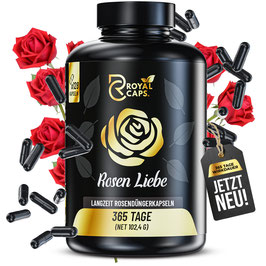 RoyalCaps Rosen Liebe in Kapselform - rein organischer Rosendünger mit bis zu 365 Tagen Wirkdauer