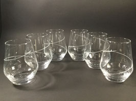 VE105-Service de 6 verres à Whisky spirales. Motif unique.